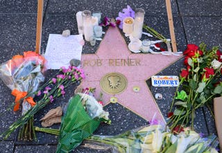 Flowers were placed on Rob Reiner’s star on the Hollywood Walk of Fame following his and his wife, Michele’s, murder
